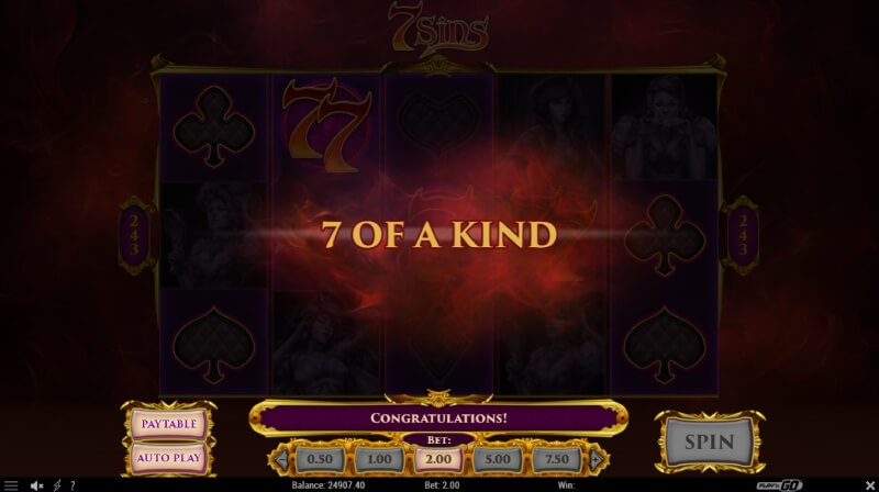7 Sins Slot 7 of a Kind Feature