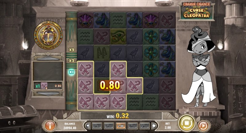 Charlie Chance and the Curse of Cleopatra slot win combination