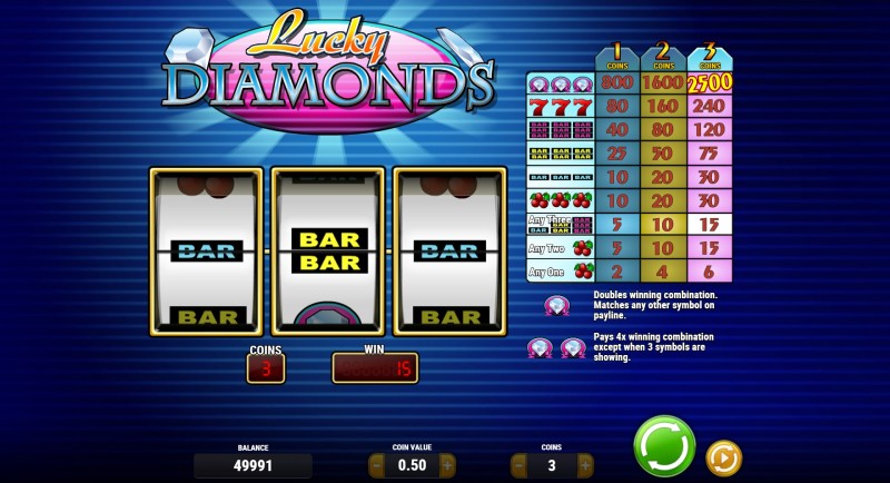 Lucky Diamonds slot win combination