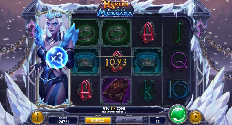 Merlin and the Ice Queen Morgana slot wild feature