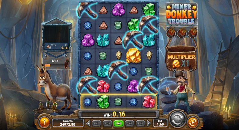 Miner Donkey Trouble slot miner's pickaxe