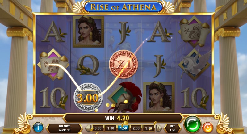 Rise of Athena slot wilds feature