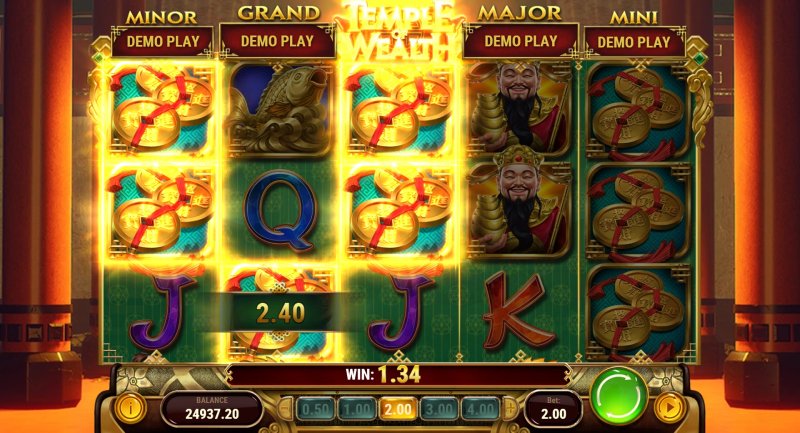 Temple of Wealth slot win combination