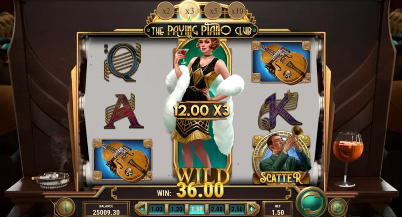 The Paying Piano Club slot win combination