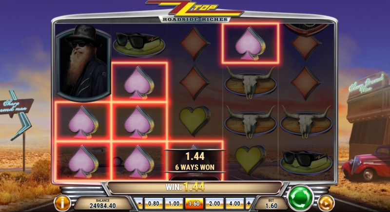 ZZ Top Roadside Riches slot win combination